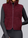 ZASUWA Female Fleece Zipper Pocket Stand Up Collar Vest Jacket
