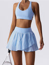 ZASUWA Female Pleated 2 In 1 Cross Back Tennis Skirts Suits