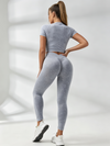 Denim Deep V Back Scrunch Bum Short Tracksuit