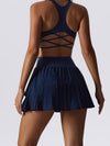 ZASUWA Female Pleated 2 In 1 Cross Back Tennis Skirts Suits
