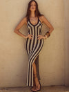 ZASUWA Female Sexy Split Stripe Cover-up Long Dress Without Bikini Set