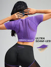 ZASUWA Female Solid Color Fishnet Breathable Yoga Short Sleeves