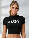 Sexy Letter Print High-rise Short Sleeves