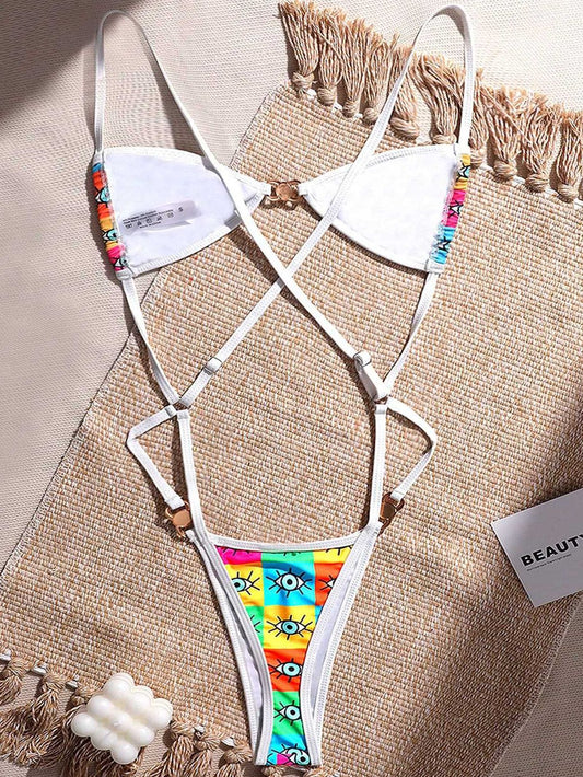 ZASUWA Female Print Contrast Color One Piece