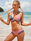 ZASUWA Female Sexy Flags Print Flounce Backless Bikini Set