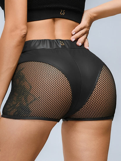 ❤Sexy Faux Leather Fishnet Micro Hot Short Traksuit