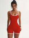 ZASUWA Female Contrast Color Ribbed Scrunch Bum Backless Romper