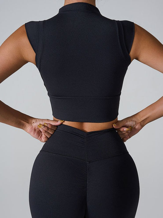 ZASUWA Female Solid Color Basic Must-have Cropped Short Sleeves