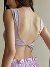 ZASUWA Female Sexy Solid Color Backless Round Neck Quick Dry Tank