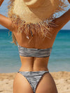 ZASUWA Female Sexy Contrast Color Stripe Zebra Print Beach Bikini Set