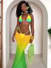 ZASUWA Female Sexy Ombre Mesh 3-Pieces Bikini Set