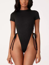 ZASUWA Female Crew Neck Inner Wear Side - Tie Waist - Revealing Bodysuits