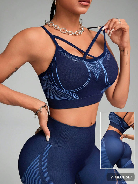 ZASUWA Female Sexy Stripe Fishnet Push Up Design Elastic Tight Tracksuit