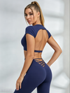 Backless With Pads Cropped Short Sleeves