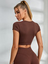 Sexy Round Collar Cropped Short Sleeves