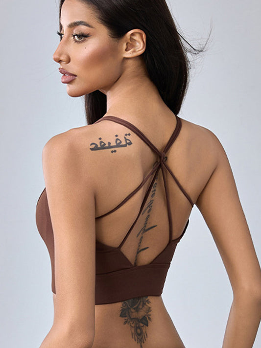 ZASUWA Female Solid Color Cross Back Quick Dry Sports Bras