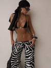 ZASUWA Female Sexy Starfish Zebra Print 3-Pieces Bikini Set