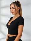 Knitted Chest Zipper Yoga Short Sleeves