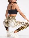 ZASUWA Female Leopard Print Denim Bum Gradient Leggings