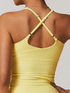 ZASUWA Female U Collar Cross Back Hollow Out Quick Dry Adjustable Strap Tank