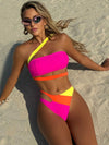 ZASUWA Female Contrast Color Splicing Tailoring Hollow Out  Bikini Set