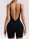 ZASUWA Female Backless Stripes Stitch Deep V Back Push Up Design Elastic Tight Romper
