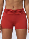 ZASUWA Female Solid Color Folds Elastic Tight Seamless Shorts