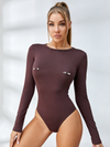 Sexy Solid Color With Metal Long Sleeve Slim Bodysuit