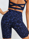 Printed High Waist Pocket Spandex Gym Booty Shorts