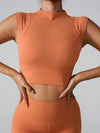 ZASUWA Female Solid Color Basic Must-have Cropped Short Sleeves