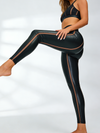 Faux Leather Mesh Stripes Leggings
