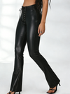 Sexy Faux Leather Push Up Design Lace-up Flare Leggings