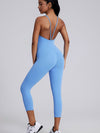 ZASUWA Female V-shaped Cross Back U Collar Backless Hip-lift Jumpsuit