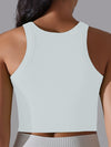 ZASUWA Female Solid Color Ribbed Elastic Tight Round Neck Tank