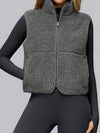 ZASUWA Female Fleece Zipper Pocket Stand Up Collar Vest Jacket