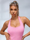 Ribbed Backless Halter Scrunch Bum Jumpsuit