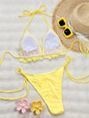ZASUWA Female Sexy Solid Color Flounce Folds Bikini Set