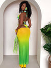 ZASUWA Female Sexy Ombre Mesh 3-Pieces Bikini Set