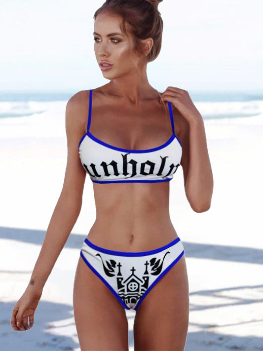 ZASUWA Female Contrast Color Sexy Print Beach Bikini Set
