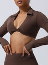 ZASUWA Female Twist Breathable with Chest Pads Yoga Long Sleeves