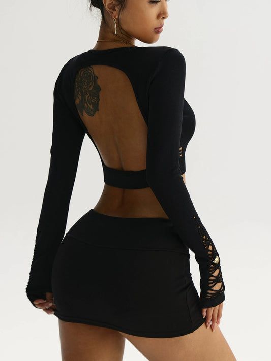 ZASUWA Female Sexy Hollow Out Long Sleeves