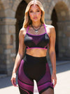 ZASUWA Female Contrast Color Fishnet Cross Back Stripe Print Push Up Design Tracksuit