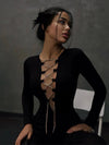 ❤ZASUWA Female Crystal Jumpsuits Lace-up Mesh Jumpsuits