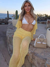 ZASUWA Female Sexy Fishnet 2-Pieces Hollow Out Swimwear Cover-up Without Bikini