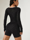 ZASUWA Female Sexy Leopard Print Long Sleeves Romper
