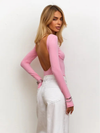 ZASUWA Female Trendy Long-Sleeve Crew Neck Backless Bodysuits