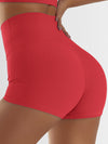 ZASUWA Female Solid Color Ribbed High-rise Spandex Gym Booty Shorts