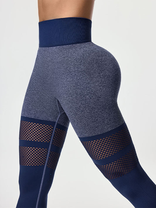ZASUWA Female V-shaped Waist Fishnet Splicing Push Up Design Scrunch Bum Leggings