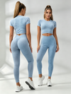 Denim Deep V Back Scrunch Bum Short Tracksuit