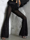 ZASUWA Female Sexy Leopard Print Semi-trasparent Mesh Flare Leggings